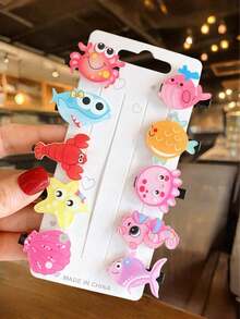 10pcs Girls Acrylic Fresh Cartoon Hair Clips - Multicolor - View 4
