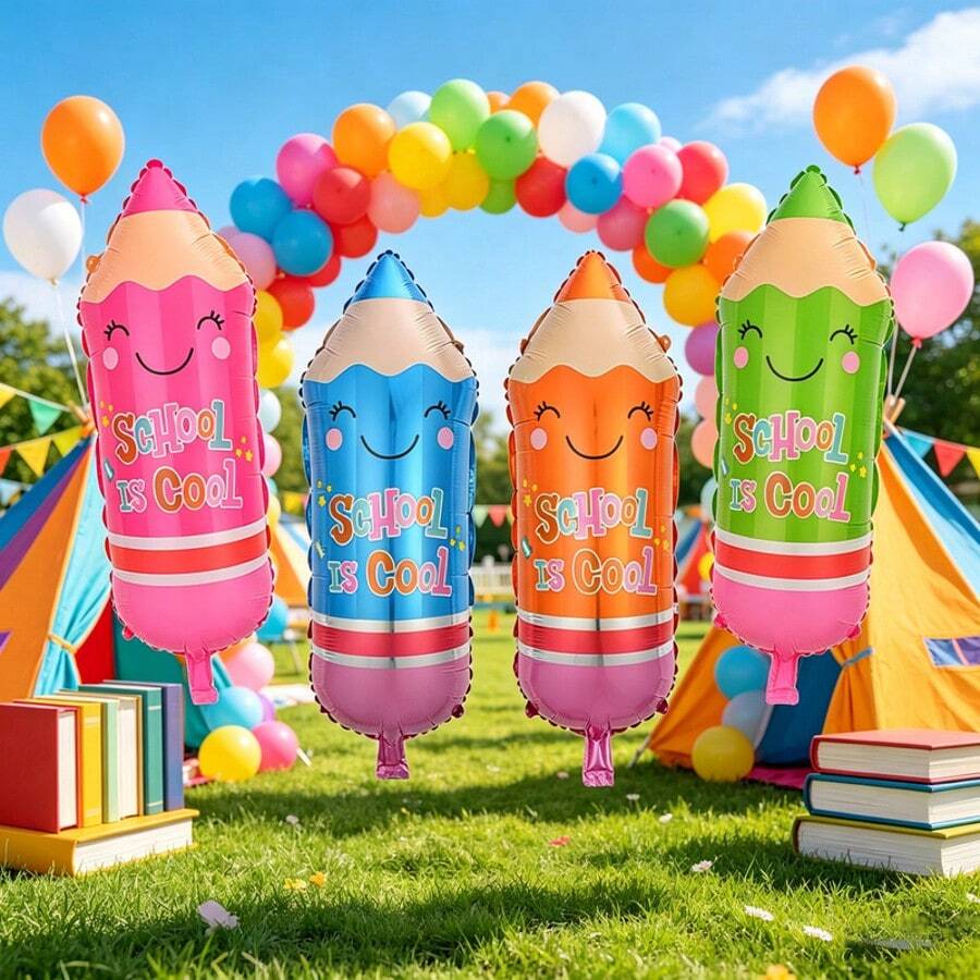 4/8/16pcs 74cm 4-Color Pencil Shaped Back To School Party Decoration Cartoon Balloon Set - View 1