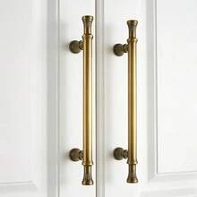 2PCS Vintage Brass Cabinet Door Handles | European Luxury Cabinet Knobs | Wardrobe Drawer Hardware Accessories - Brushed Brass - View 3