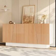 Modern 160cm Sideboard Offering Ample Storage Space, A Geometric Design And An Adjustable Shelf – Ideal Storage Unit For The Living Room, Dining Room And Entrance. - 自然色 - 查看 5