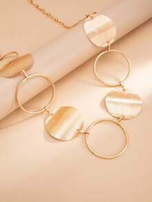 1pc Vintage Brushed Metal Round Disc Chain Waist Belt, Gold Bohemian Decorative Waist Chain, Women's Autumn/Winter Sweater Jeans Vacation Party Atmosphere Accessory Gift - Gold - View 6