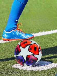 1pc Size 5 Standard, Indoor/Outdoor Universal, Competition Training Ball, Gift Inflatable PU Leather Multicolor Team Sports Football (Football Shipped Deflated) - Multicolor - View 2