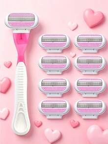 Bikini Razor For Women, 3-Layer Stainless Steel Blades, Hair Removal Razor Blades, Replaceable Razor Head, Hair Removal Tool For Private Areas, Underarms And Legs, Essential For Hair Salon Beauty Travel - Blue 1-blade Holder + 8 Blades - View 20