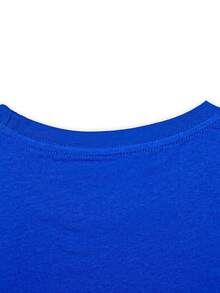 Women's Casual T-Shirt, Round Neck, Short Sleeve, MEXICO Print, Made In Mexico, Unisex Loose Fit Cotton T-Shirt With Short Sleeves And Round Neck, Vintage Urban Style - 藍色 - 查看 2