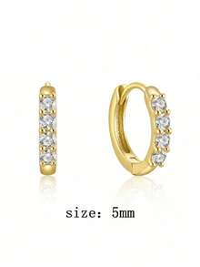 2pcs/Set 925 Sterling Silver Zirconia Nose Rings, 5-9mm Multiple Sizes Hypoallergenic Nose Piercing Septum Rings And Earrings, Classic Women's Jewelry, Suitable For Daily Wear, Date, Beach, Party, Vacation, Holiday Gift - Gold - View 13