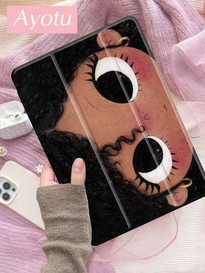 Ayotu Cartoon Girl Pattern Protective Case, Compatible With IPad Air 8(M4)2026(11 Inch)/2026(13 Inch), 10.2 Inch 2021/2020 9th/8th Gen, Compatible With Samsung Galaxy Tab A8 10.5 Inch 2022 With Pen Slot, Compatible With Kindle Paperwhite 12th Gen 2024, Supports Auto Sleep/Wake Cover, Fashion Protective Case, Girls Day Gift & Spring Romance & Valentine's Day Gift & Anniversary Gift