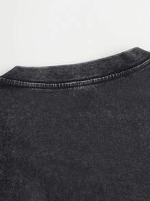 1 pieza Playera para Hombre con Estampado de Gota y Estrella Amarilla, Camiseta Minimalista con Dise?o único, Lavado Desgastado, Estilo Casual, Manga Corta - Negro - Ver 5
