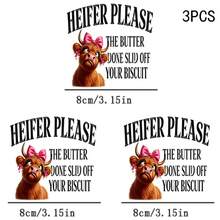 1/2/3PCS Funny Highland Cow Heat Transfer, "HEIFER PLEASE" Humorous Text Pattern Heat Transfer, Vinyl Print, Heat Transfer Sticker, Iron-On Transfer Iron-On Sticker Decal - Suitable For Pillows, DIY, Backpacks, T-Shirts, Canvas Bags, Sweatshirts, Jeans, T-Shirts, Clothing, Sewing Supplies - Multicolor - View 5