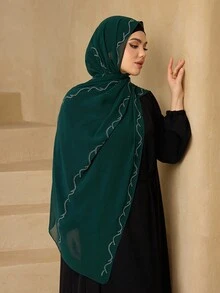 1pc Lightweight Chiffon Solid Color Scarf, Women Hijab Simple Versatile Decorative Shawl For Sun Protection - Multicolor - View 4