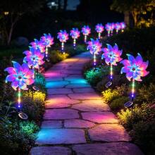 Solar Powered Wind Rotating Windmill Light, Solar Driven Rotating Projection Light IP65 LED Color Changing Outdoor Lawn Stake Light, Garden Yard Patio Pathway Landscape Decorative Light, Christmas Holiday Party Gift Light - Solar Windmill - View 2