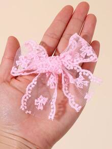 10/2入彩色薄紗蝴蝶結髮夾 蕾絲花朵刺繡髮飾 甜美可愛女孩學生適用 節日禮物 派對校園髮飾 - 彩色 - 查看 2