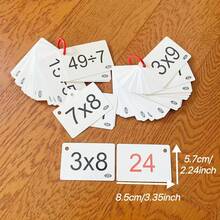 90 piezas/Caja Tarjetas de Multiplicación y División - Incluye 2 Anillos de Tarjetas Rojas, Herramienta de Ejercicio Matemático Cerebral, Ayuda de Memoria de Fórmulas Matemáticas, Suministros de Aprendizaje, Regreso a la Escuela - A - Ver 4