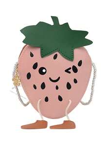 New Cute Red Strawberry Shaped Crossbody Bag, Made Of PU Material With Zipper Closure, Fashionable Fruit Design With Small Daisy Flower Decor, Spring/Summer - Multicolor - View 10