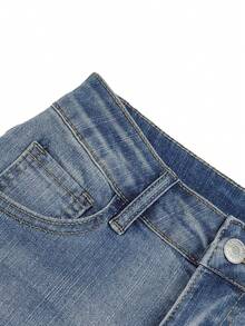 Y2K High-Waisted Skinny Light Blue Cropped Length Jeans, Stretchy Slim Fit Jeggings Fall - Light Wash - View 9