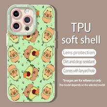 Tema de capibara verde y aguacatefunda de teléfono Fundas compatibles con ,Apple,VIVO,OPPO,,, y Honor.Fabricadas en silicona TPU,ofrecen protección contra golpes y caídas. - Blanco - Ver 5