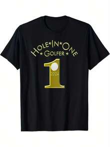 Camiseta con el diseño de un "hole-in-one" en el campo de golf - Negro - Ver 1