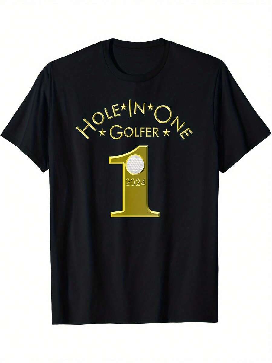 Camiseta con el diseño de un "hole-in-one" en el campo de golf - Negro - Ver 1