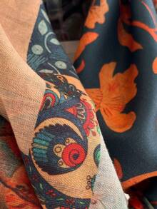 1pc Elegant Double-Sided Floral Pattern Printed 90cm Square Scarf Women's Bandana Fashion Versatile Decorative Neck Scarf Outerwear Sun Protection Shawl Suitable For Daily Wear - Multicolor - View 4