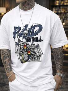 Men's "Full Payment" T-Shirt - Loose Fit, Round Neck, Chest-Printed T-Shirt, Machine Washable Casual Shirt, Suitable For All Seasons, Ideal For Casual - 白色 - 查看 2