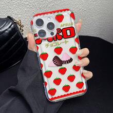 Funda para Teléfono - 1 Funda Transparente de TPU con Cojín de Aire, Diseño Minimalista de Alta Gama con Patrón de Chocolate y Fresas, Anti-Caídas, Compatible con iPhone 11/12/13/14/15/16E/17 Pro Max/Plus/Air - Colores mixtos - Ver 4