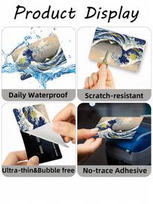 1pc Ocean Wave Credit Card Sticker Privacy Protection Card Skin, Tidal Wave Party Birthday Gift PVC Material Anti-Fingerprint Anti-Scratch Wear-Resistant Card Sleeve, Suitable For Men, Women, Couples, Small Chip Card, Bank Card Decoration Sticker, Credit Card, Transportation Card, Student Campus Card Personalized DIY - Type a - View 9
