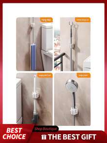 1 Piece / 4 Pieces / 8 Pieces Mop Holders, Wall-Mounted Mop Holders, Plastic Broom Storage Boxes, Suitable For Bedrooms, Gardens, Bathrooms, Households, Dormitories, Space-Saving, Home And Bathroom Decoration, Autumn, Back-To-School Decoration, Etc. - Multicolor - View 6