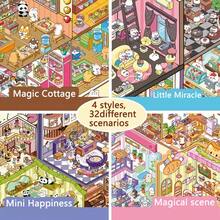 8 Types/Book Scene Sticker Book, DIY House Stickers, Includes 8 Materials, 8 Scenes, Comes With Tweezers, Storage Landscape Stickers, Scenery Stickers, Craft Stickers, Craft Sorted Small House Scenes, Reusable, Back To School Gift Set, Holiday Gift, New Year Gift - B - View 4