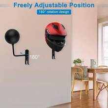 Soporte de casco montado en la pared giratorio de 180 grados, universal para motocicleta y bicicleta, almacenamiento de casco en la pared que ahorra espacio, efecto de exhibición y almacenamiento, soporte de almacenamiento especializado para entusiastas del ciclismo - Soporte giratorio para casco - Ver 2