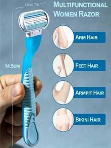 Bikini Razor For Women, 3-Layer Stainless Steel Blades, Hair Removal Razor Blades, Replaceable Razor Head, Hair Removal Tool For Private Areas, Underarms And Legs, Essential For Hair Salon Beauty Travel - Blue 1-blade Holder + 8 Blades - View 4