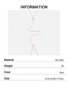 1pc Silver Long Chain Sexy Personalized Body Chain For Women Beach - Yellow Gold - View 7