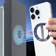 1個可折疊雙面磁吸環支架，相容 Magsafe 磁吸黏貼式磁吸環手機殼，通用便攜多功能 360° 旋轉桌面支撐，支援橫向與縱向螢幕支撐，可吸附於金屬表面 - 彩色 - 查看 3
