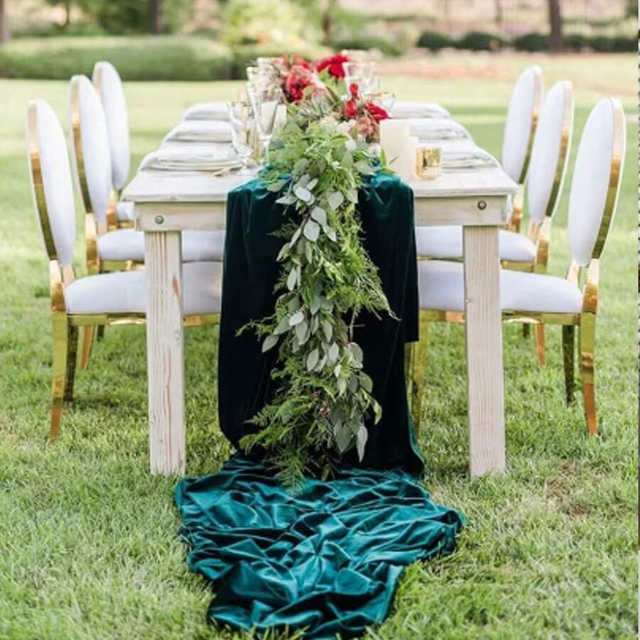 Velvet Table Runner 20 X 120 Inches 10ft Luxurious Thick Soft Velvet Christmas Thanksgiving Wedding Reception Table Runner For Party Reception Decorations - blue green - View 1