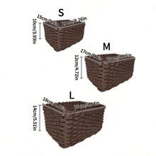 3 件（S+M+L）/套手工编织储物篮，纸绳材料整理篮，适用于客厅、卧室、橱柜、办公室、家居装饰、农舍装饰、节日礼物收纳，可重复使用的文具、衣服、玩具、化妆品、办公桌收纳盒，理想的礼品篮 - 棕色 - 查看 10