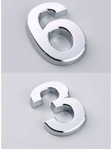 1pc ABS Digital Signage Minimalist Mirror Silver Geometric Shape Self-Adhesive Backing No Drilling Sun Protection Waterproof Number Sign Suitable For Apartment Door Residential House Number - House Number - View 4