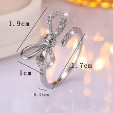 1pc French Luxury Bow-Shaped Open Ring For Women, Fully Embellished Design, Commute, Party, Anniversary, Birthday Gift For Girlfriend - JZ23268 - View 2