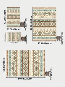 1 pieza Alfombra geométrica bohemia para sala de estar, adecuada para cocina, comedor, dormitorio, decoración de vacaciones, interior/exterior, oficina, vestíbulo, felpudo antideslizante, alfombra de baño, pasillo, área de estudio y juegos - Multicolor - Ver 5