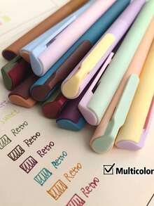 Juego de 6 bolígrafos de gel vintage en tonos neutros - Bolígrafos neutros de macaron de leche - Bolígrafos de color dopamina con clic de 0.5mm de secado rápido para diarios, dibujo, toma de notas, bolígrafos de colores, regreso a la escuela - Lápices de colores - Ver 8