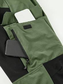 Men's Functional Hiking Pants, Colorblock Design, With Cargo Pockets, Suitable For Hiking, Camping And Outdoor Activities Sports - Black - View 6