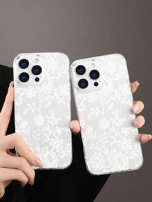 NEW Simple And Funny Lace Floral Pattern Personalized Creative Printed Perfectly Combined With Transparent Material , Hot Selling Creative Design, Fun And Personalized Mobile Phone Case Compatible With Iphone17/17Pro/17Pro Max, 16, 15, 14, 13, 12, 11 Plus/Pro Max And Series, And Compatible With For Galaxy S/A Series And More, Girlfriend, Boyfriend, Friend Or Yourself. - Clear - View 7