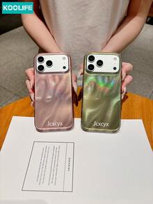 Koolife 1入綠色亮面手機殼，不對稱漸層波浪圖案設計，PC+TPU防震保護，閃亮表面，大鏡頭窗保護，耐刮結構，適用於 Apple 17/17 Pro/17 Pro Max/16/15/14/13 機型 - 綠色 - 查看 8