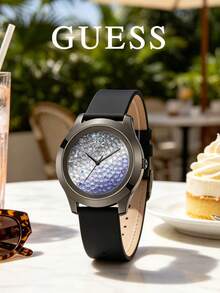 Reloj de cuarzo para mujer Guess, caja de acero inoxidable, correa, mecánico de cuarzo resistente al agua, adecuado para reuniones diarias y otras ocasiones W1223L4 - Azul - Ver 1