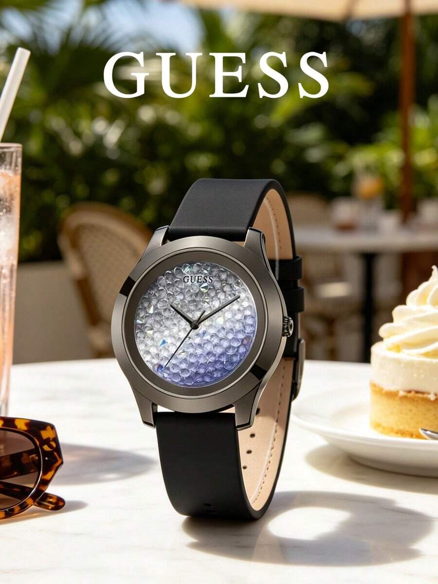 Reloj de cuarzo para mujer Guess, caja de acero inoxidable, correa, mecánico de cuarzo resistente al agua, adecuado para reuniones diarias y otras ocasiones W1223L4 - Azul - Ver 1