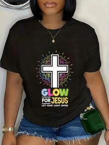Glow For Jesus Christian Camisetesus Christ Bible Amor Camiseta - Negro - Ver 2