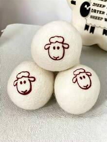 3/6pcs Natural Wool Dryer Balls, Reduce Static, Remove Wrinkles And Soften, Clothing Care, Sheep Pattern, Home Essentials - A - View 7