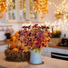 5 piezas de Crisantemo y Margarita Artificiales, Planta de Otoño Resistente a los Rayos UV para Exterior/Interior, Adecuada para Decoración de Jardín, Porche, Boda, Balcón, Habitación, Oficina, Decoración del Festival de Cosecha de Otoño, Ramo de Novia DIY, Festival de Cosecha, Halloween - marrón café - Ver 6
