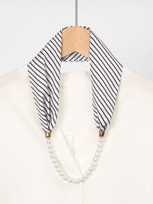 1pc French Floral Print Scarf With Pearl - Multicolor - View 9