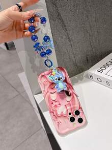 Disney Has Authorized, Phone Case - Chain Set, The Stitch Lilo & Stitch 3D Phone Case Plus A Silicone 3D Stitch Bracelet With Metallic Ring Removable Bracelet, Stitch And Angel Pattern, Compatible With Iphone17/16/15/14/13/12/12/XS/XR/X Plus Pro Max, A Stylish Cartoon Phone Case, The Perfect Gift Choice, Phone Protection, Durable Phone Cover, Great Gift For Friends And Family. - 白色 - 查看 5