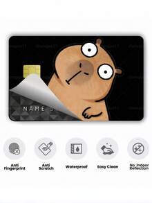 1pc Capybara Credit Card Sticker Privacy Protection Card Skin, Cute Tilted Head Guinea Pig Birthday Gift PVC Material Anti-Fingerprint Anti-Scratch Wear-Resistant Card Sleeve, Suitable For Men, Women, Couples, Small Chip Cards, Baidofu Bank Cards, Credit Cards, Transportation Cards, Student Campus Cards Personalized DIY - Type a - View 8