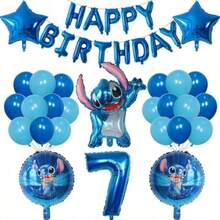 26入 Lilo & Stitch 鋁箔充氣氣球 1 2 3 4 5 6 歲生日派對裝飾 嬰兒派對氣球用品 玩具球 - 彩色 - 查看 10