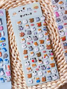 Cute & Adorable Animal Bubble Stickers - Multiple Cute Cartoon Decorations, Perfect For Scrapbooking, Journals & Notebooks - 彩色 - 查看 3